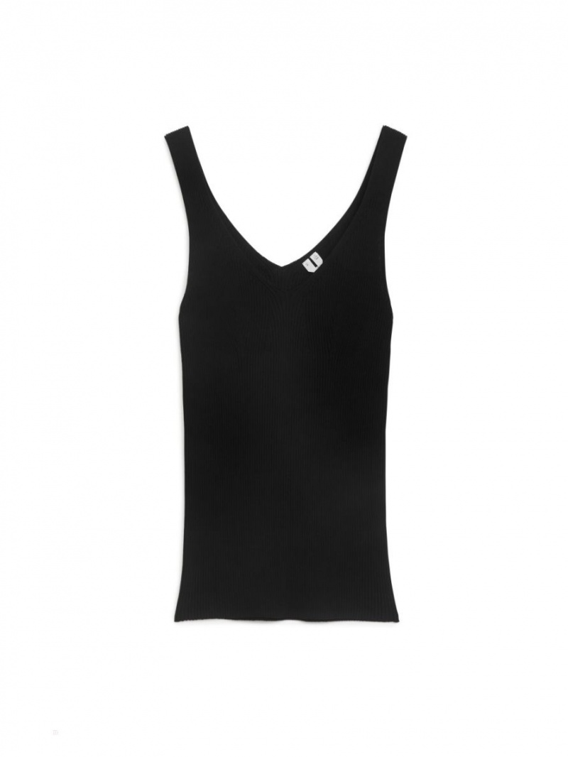 Maiou Arket Rib-Knit Dama Negrii | Romania-TOJP73528