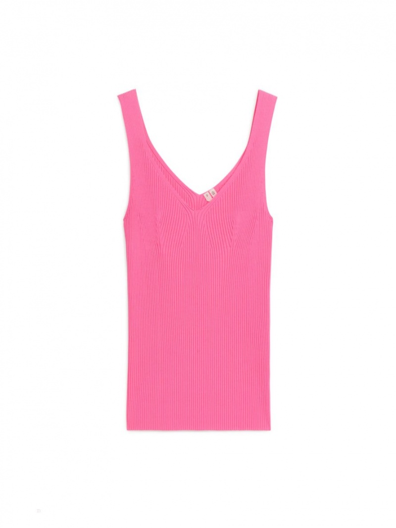 Maiou Arket Rib-Knit Dama Roz | Romania-ZNGX54036