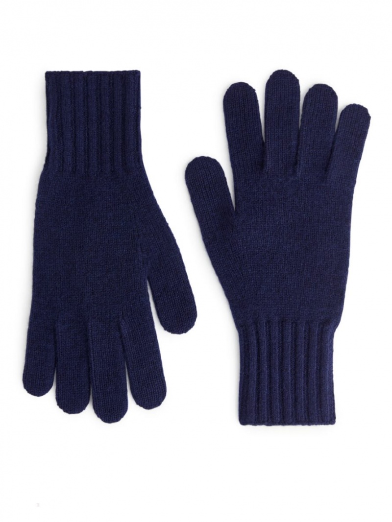 Manusi Arket Cashmere Barbati Albastri Inchis | Romania-PHLU92653