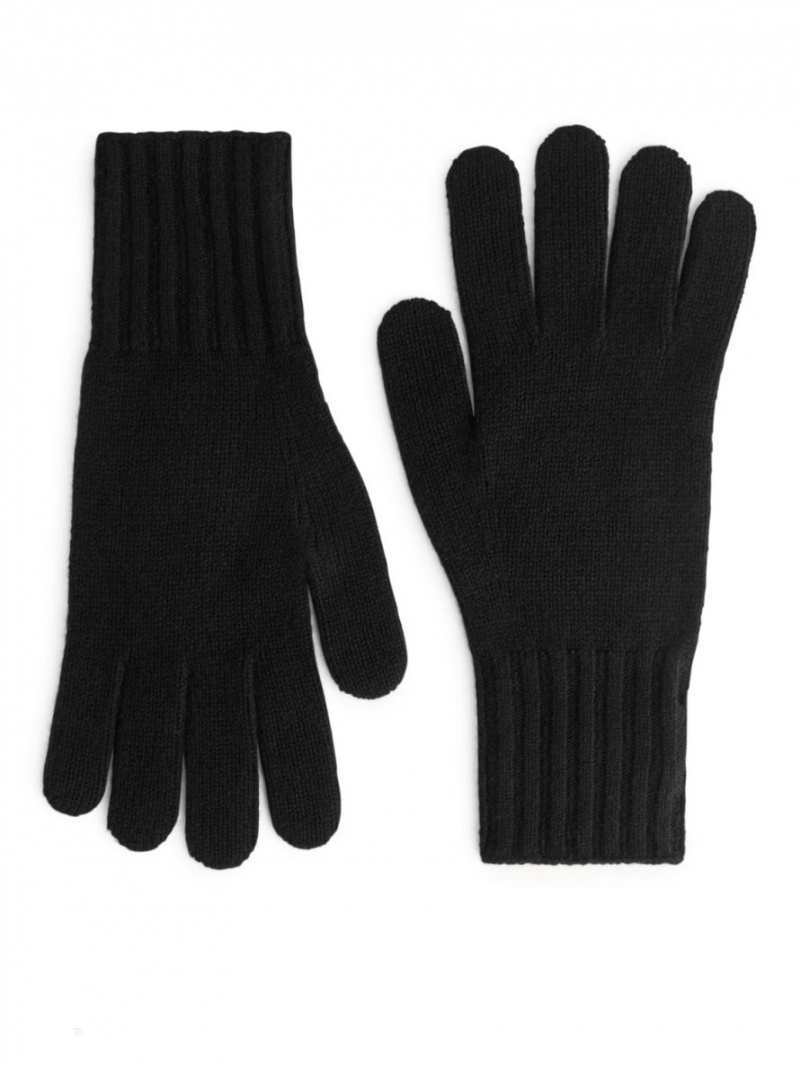 Manusi Arket Cashmere Barbati Negrii | Romania-TZUE90247
