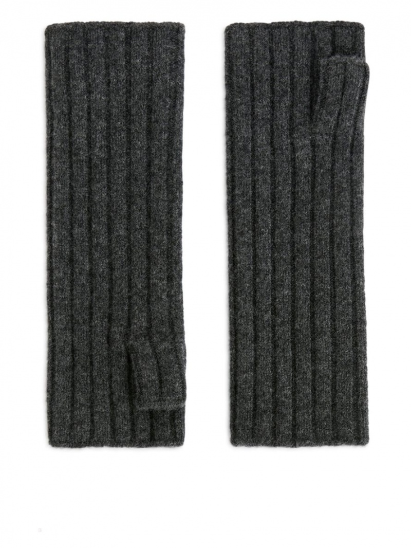 Manusi Arket Fingerless Lână Dama Gri Inchis | Romania-DAYQ61395