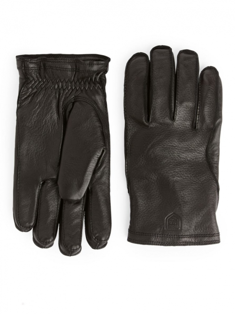 Manusi Arket Hestra Håkon Fleece-Captusite Piele Barbati Negrii | Romania-XFRD30971