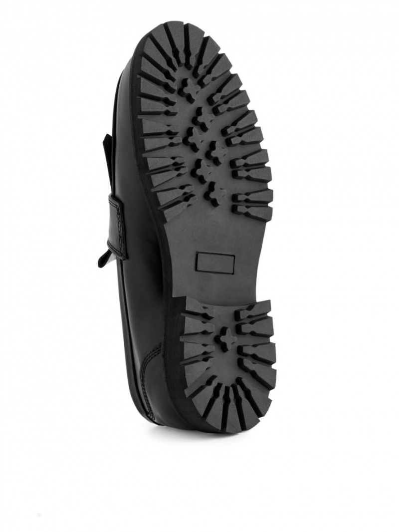 Mocasini Arket Fringe Piele Barbati Negrii | Romania-NVOB70528