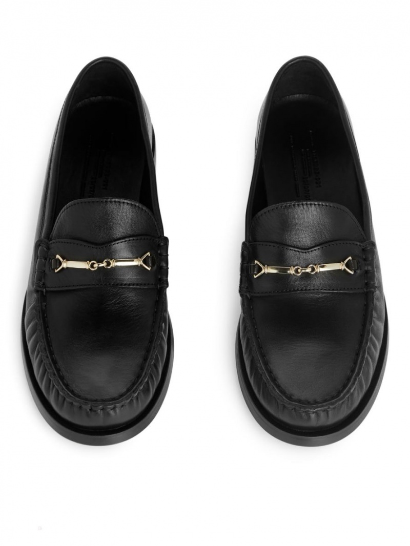 Mocasini Arket Piele Dama Negrii | Romania-WUCP98647