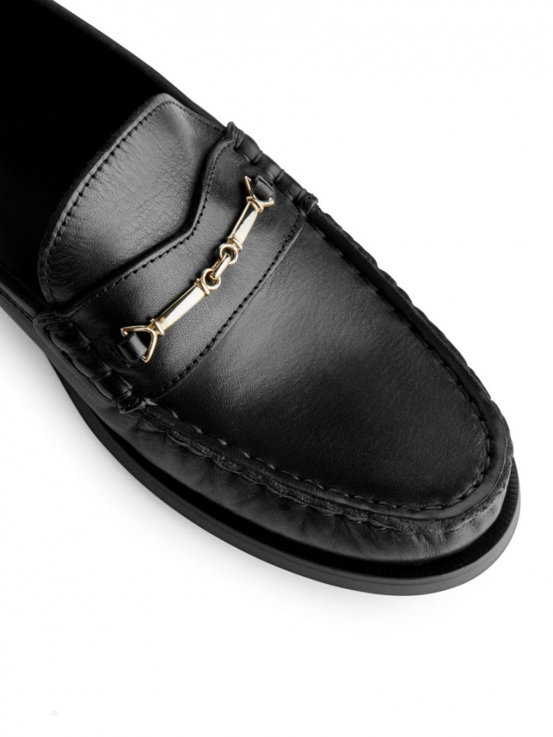 Mocasini Arket Piele Dama Negrii | Romania-WUCP98647