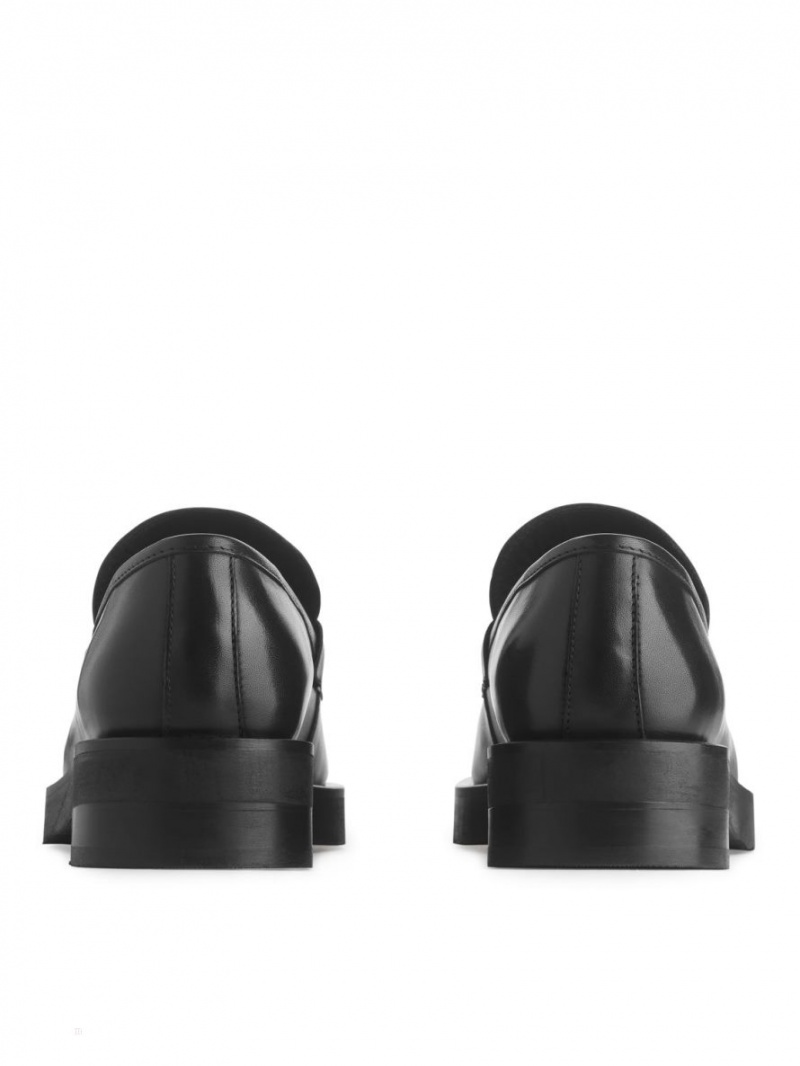 Mocasini Arket Piele Penny Dama Negrii | Romania-FIYX02915