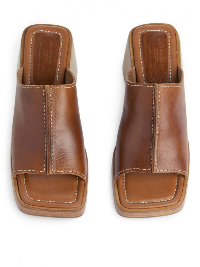 Mule Arket Grosolan Piele Dama Maro | Romania-DNZW86702
