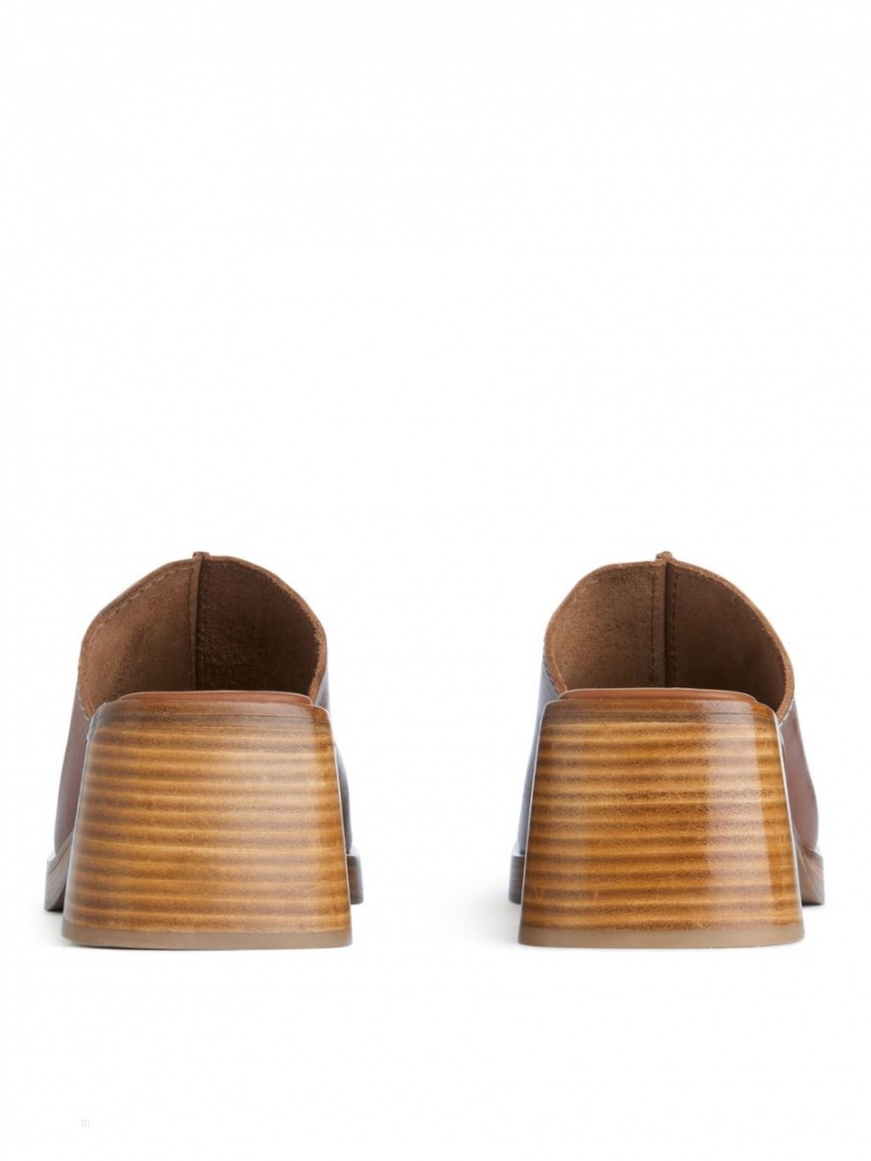 Mule Arket Grosolan Piele Dama Maro | Romania-DNZW86702