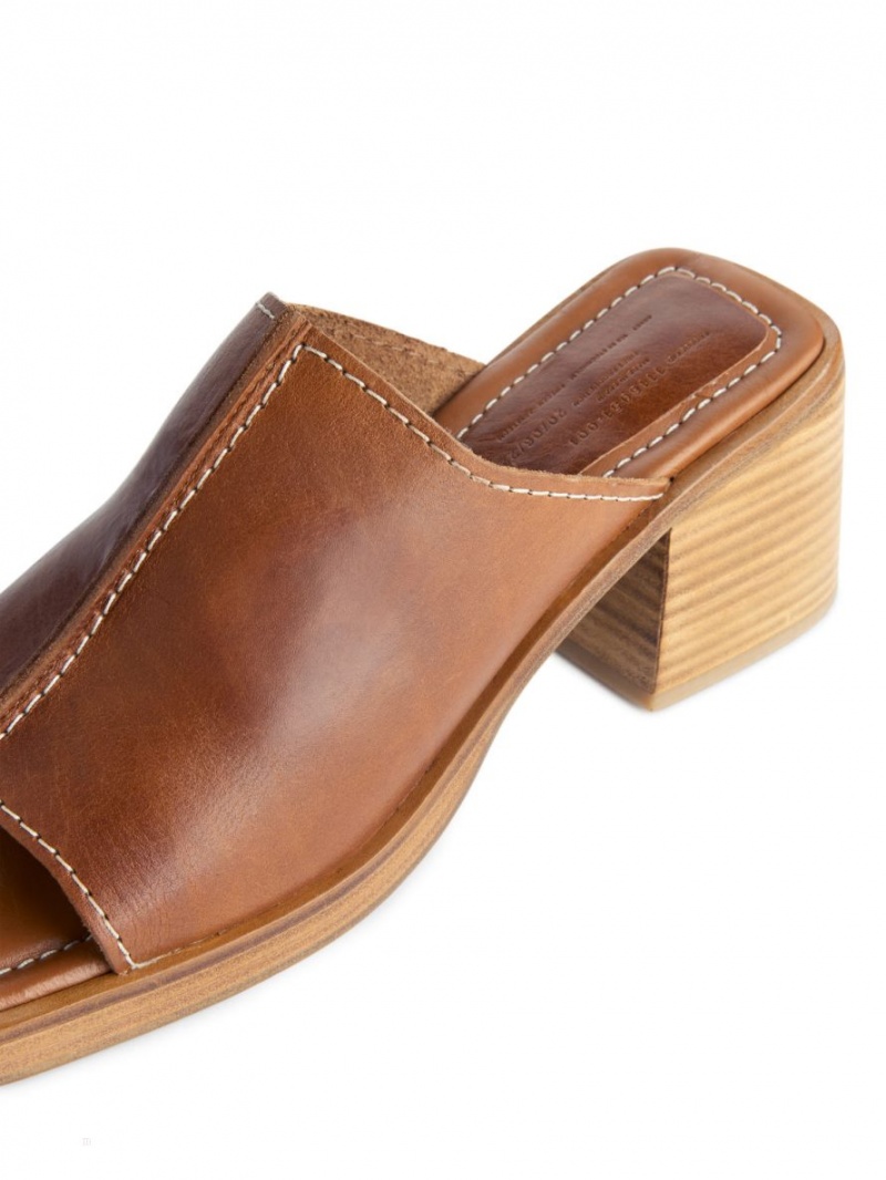 Mule Arket Grosolan Piele Dama Maro | Romania-DNZW86702