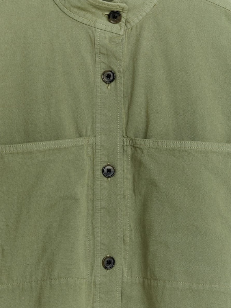 Overshirt Arket Bumbac-Linen Dama Kaki Verzi | Romania-ZQMT24905