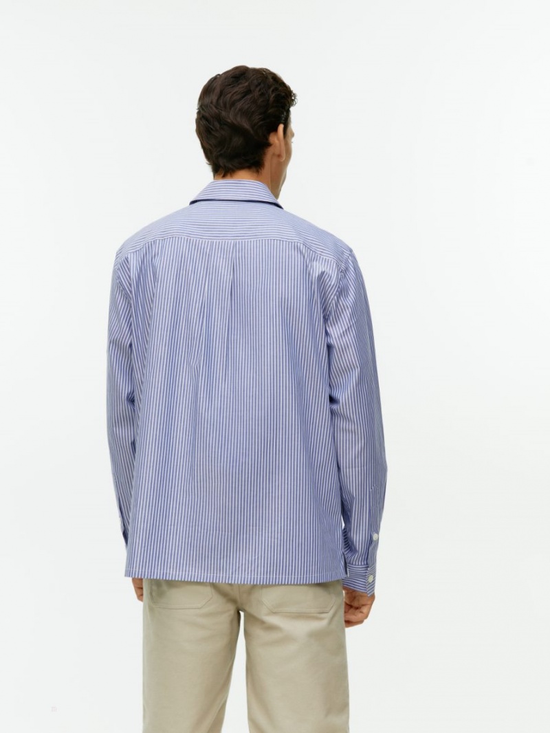 Overshirt Arket Bumbac Twill Barbati Albastri Albi | Romania-INGJ12965