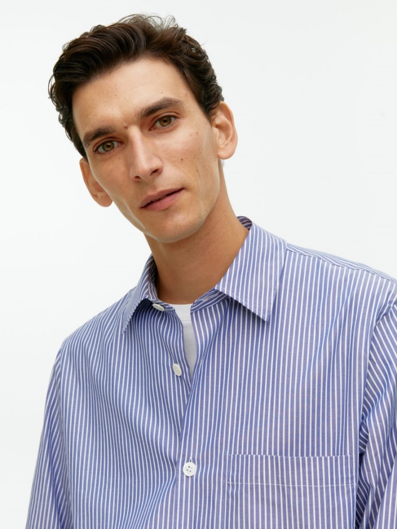 Overshirt Arket Bumbac Twill Barbati Albastri Albi | Romania-INGJ12965