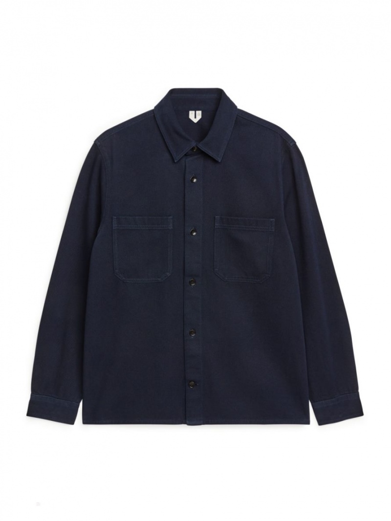 Overshirt Arket Bumbac Twill Barbati Albastri Inchis | Romania-ULJX13478