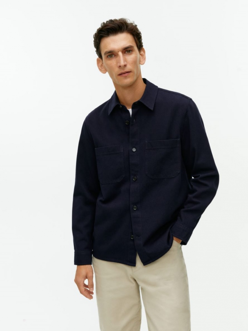 Overshirt Arket Bumbac Twill Barbati Albastri Inchis | Romania-ULJX13478