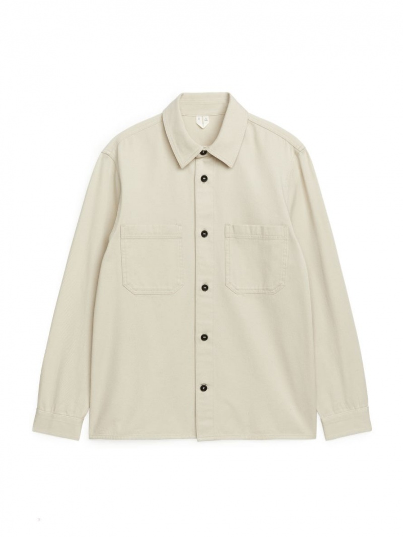 Overshirt Arket Bumbac Twill Barbati Bej | Romania-KDYN56042