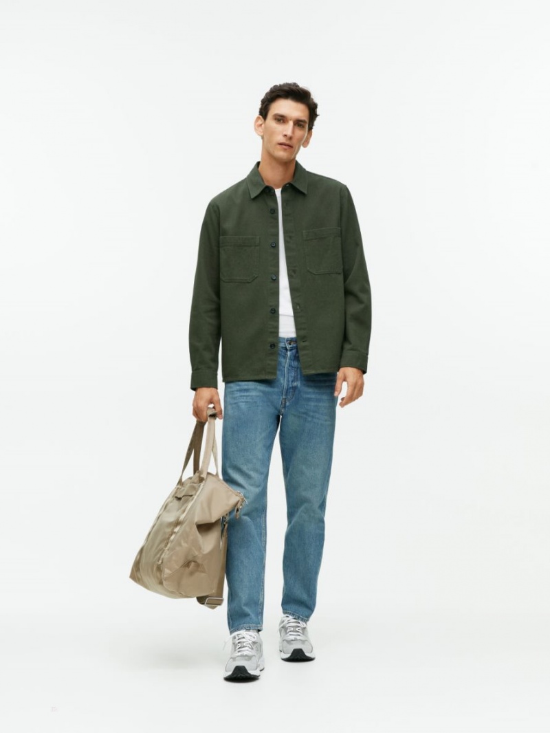 Overshirt Arket Bumbac Twill Barbati Verzi | Romania-CZOY95260