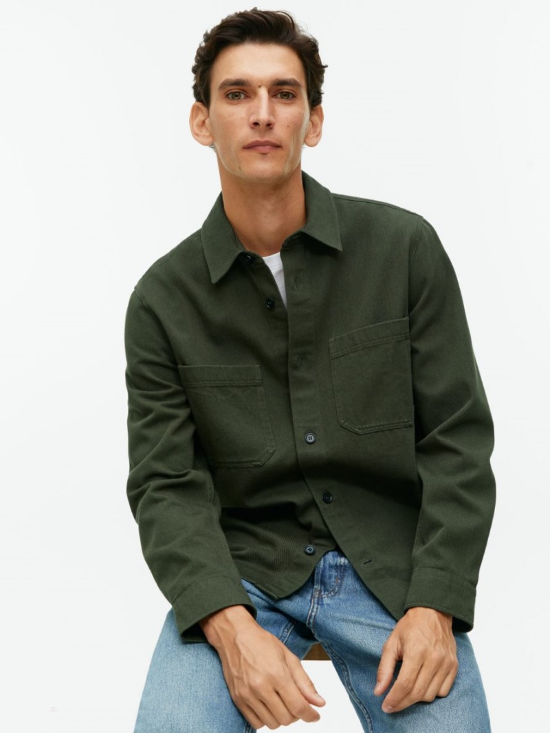 Overshirt Arket Bumbac Twill Barbati Verzi | Romania-CZOY95260