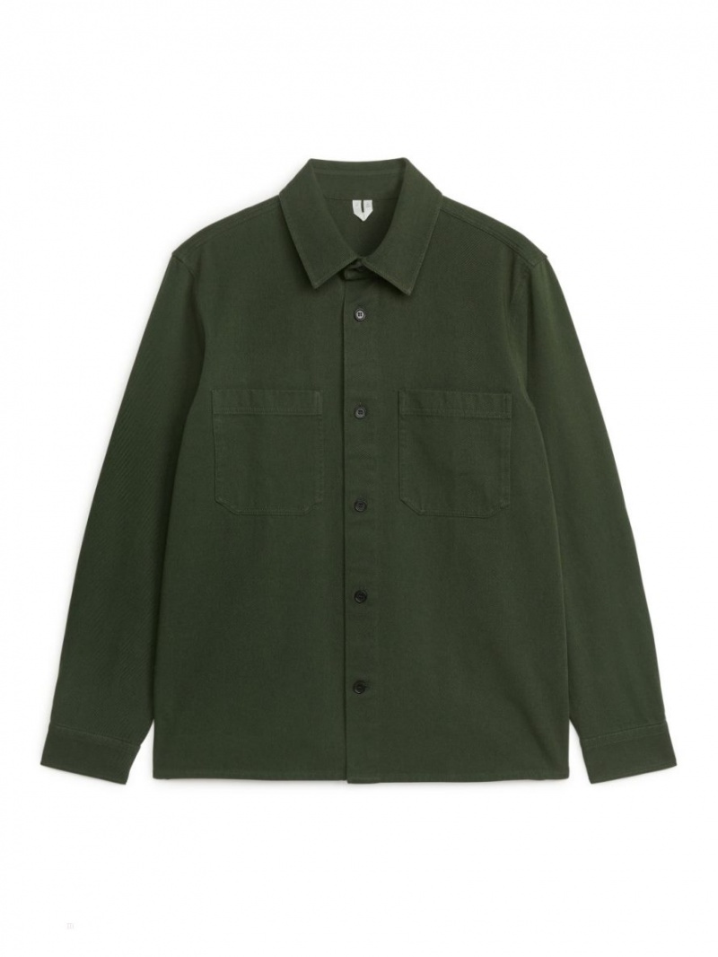 Overshirt Arket Bumbac Twill Barbati Verzi | Romania-CZOY95260