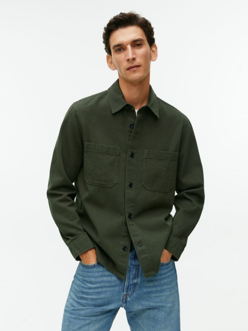 Overshirt Arket Bumbac Twill Barbati Verzi | Romania-CZOY95260