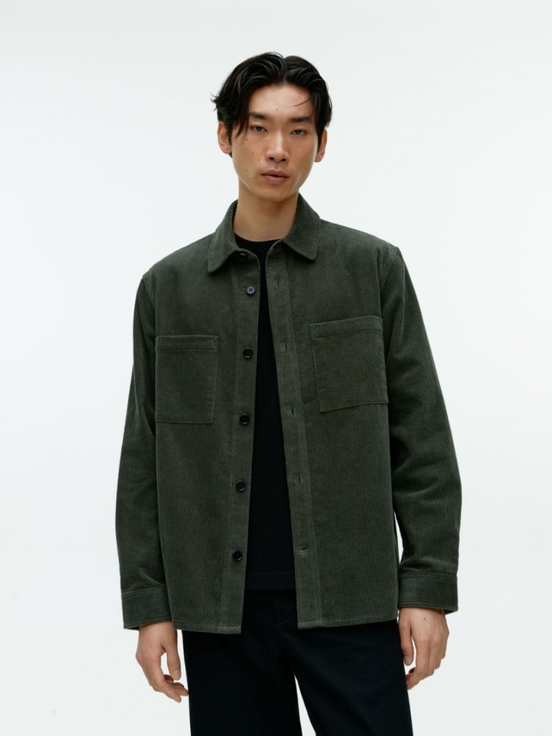 Overshirt Arket Corduroy Barbati Verzi Inchis | Romania-IDFG06359