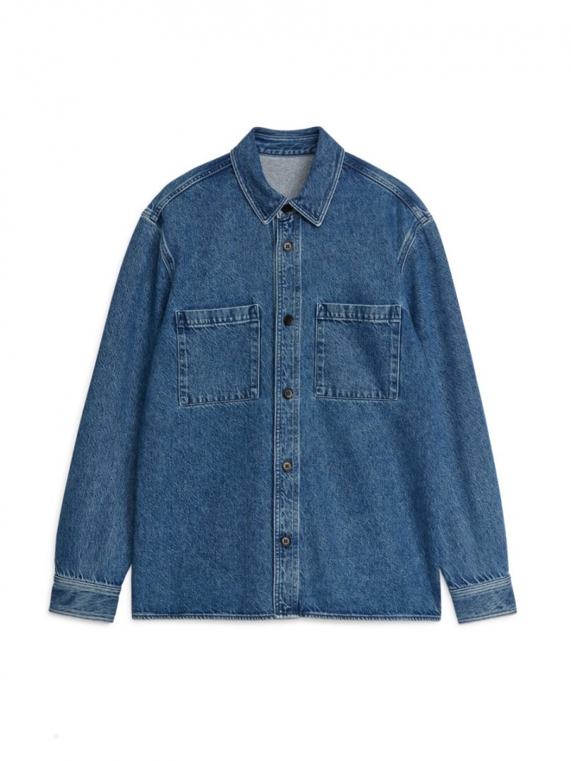 Overshirt Arket Denim Barbati Albastri | Romania-BWKL13297