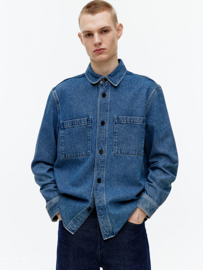 Overshirt Arket Denim Barbati Albastri | Romania-BWKL13297