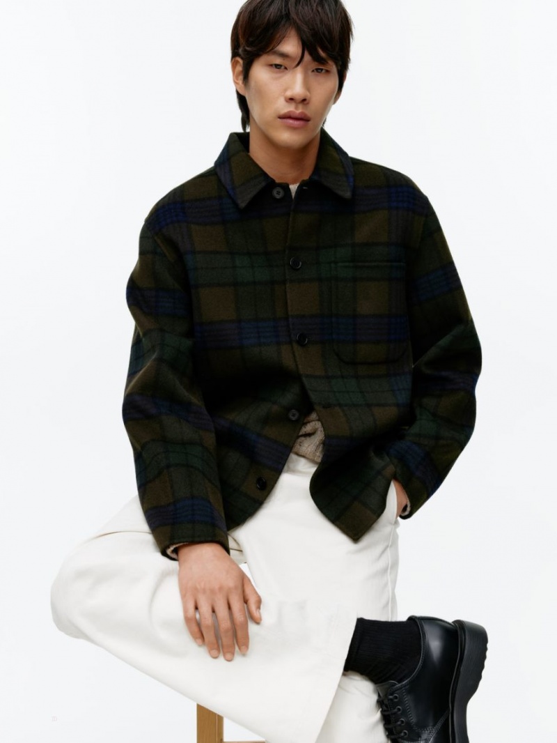 Overshirt Arket Double-Face Lână Blend Barbati Maro Inchis | Romania-ZJQR13967