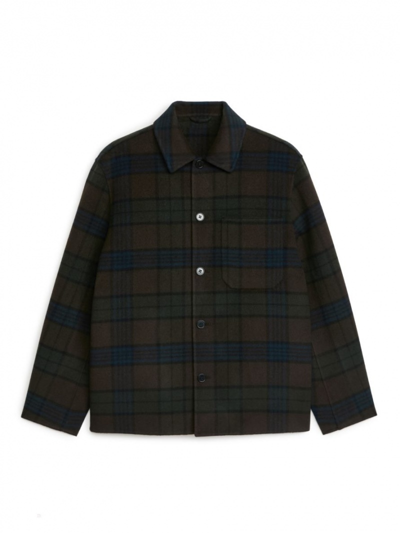 Overshirt Arket Double-Face Lână Blend Barbati Maro Inchis | Romania-ZJQR13967