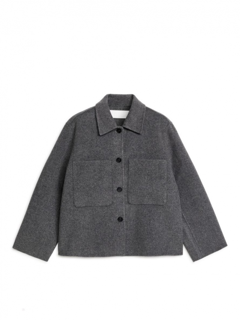 Overshirt Arket Double-Face Lână Dama Gri | Romania-MHSU50891