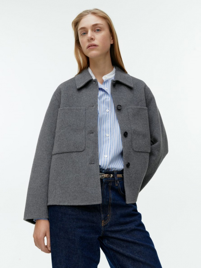 Overshirt Arket Double-Face Lână Dama Gri | Romania-MHSU50891