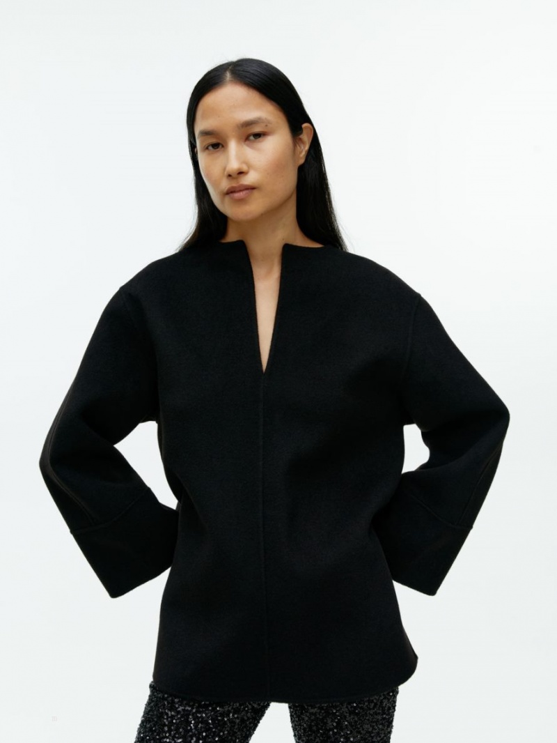 Overshirt Arket Double-Face Lână Dama Negrii | Romania-HTOF14026