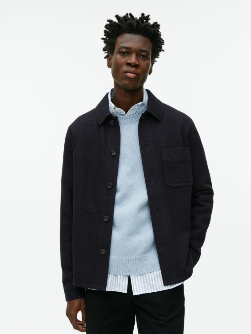 Overshirt Arket Jersey Lână Barbati Albastri Inchis | Romania-XCUG51427