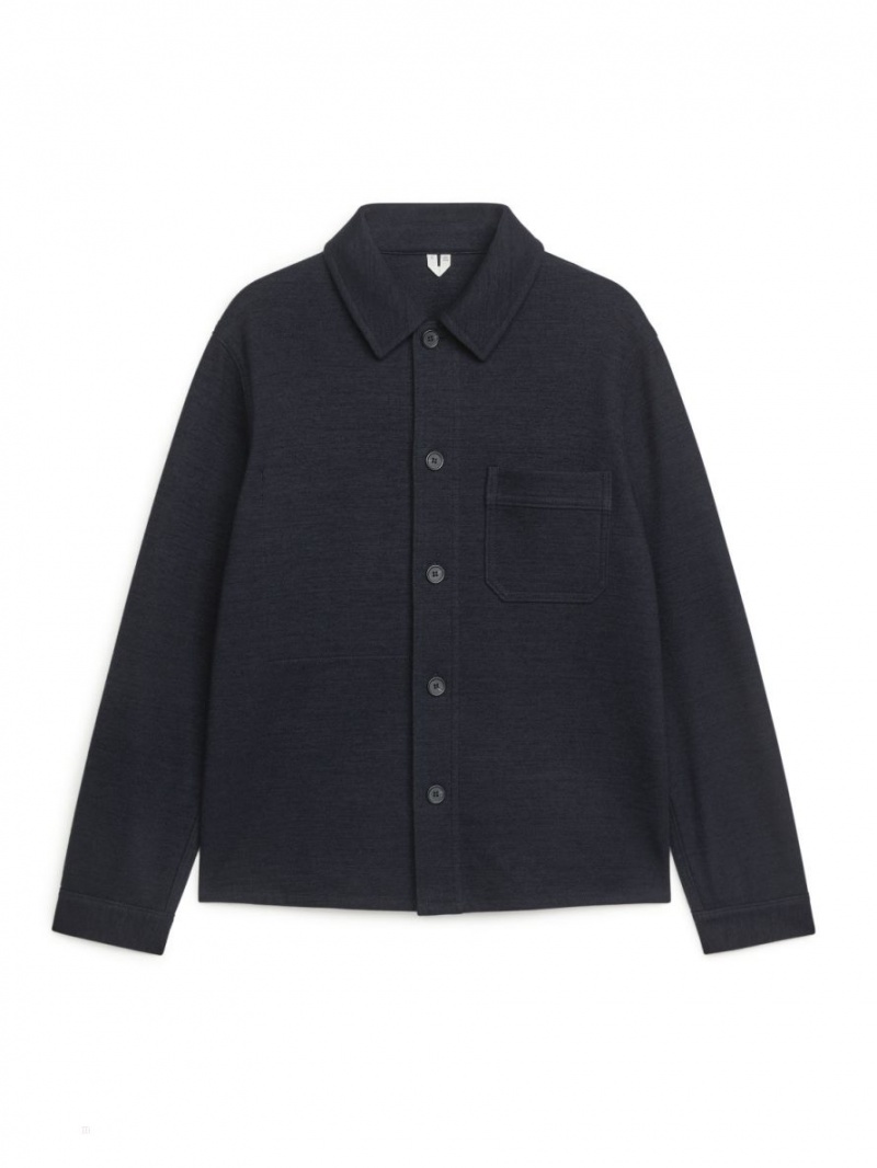 Overshirt Arket Jersey Lână Barbati Albastri Inchis | Romania-XCUG51427