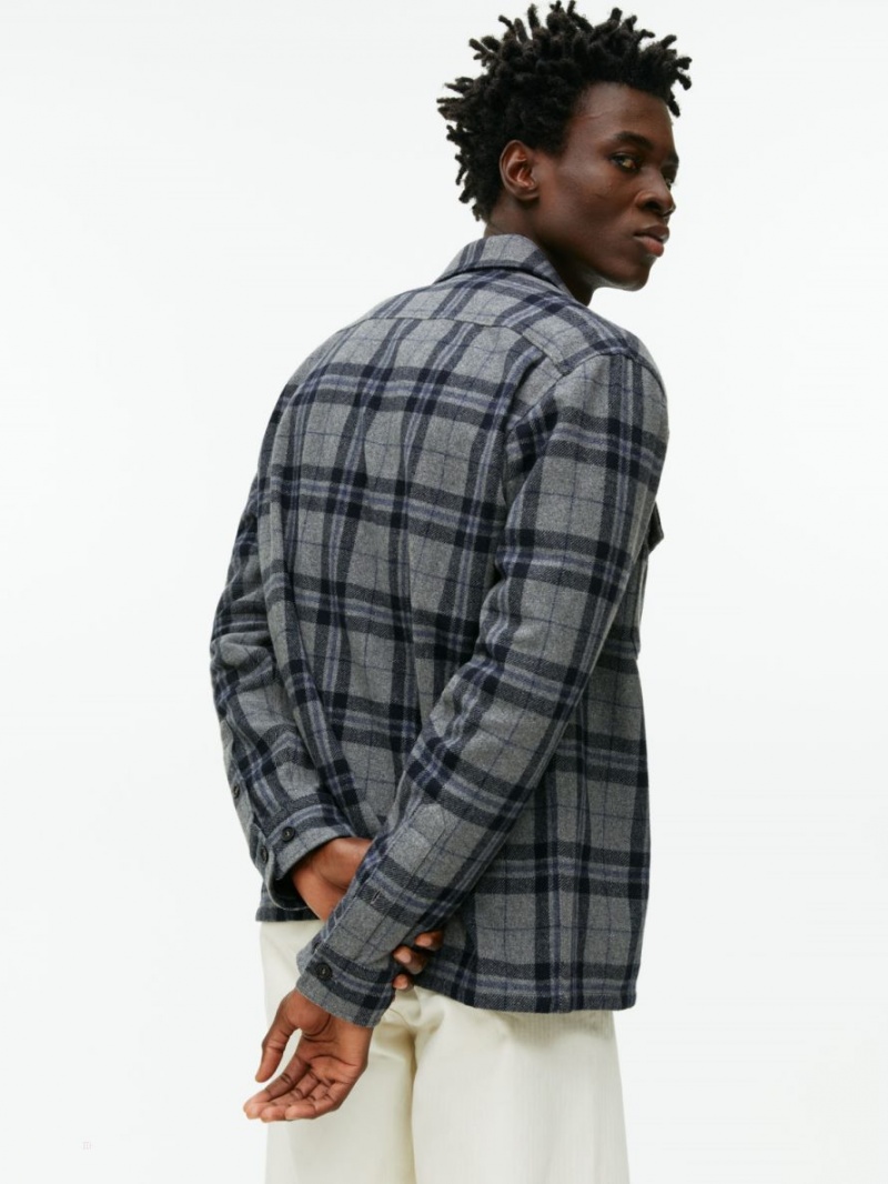 Overshirt Arket Lână Blend Barbati Gri Albastri Inchis | Romania-UKMH91023
