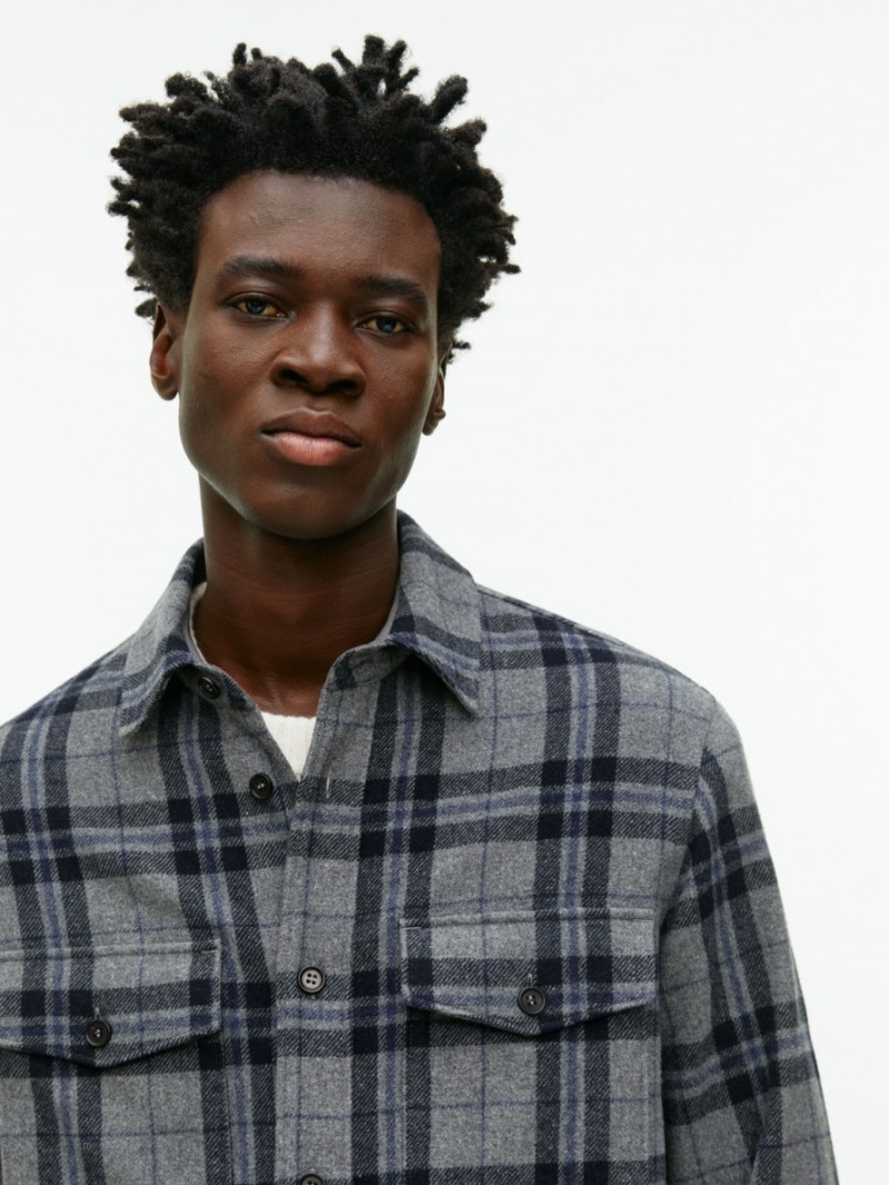 Overshirt Arket Lână Blend Barbati Gri Albastri Inchis | Romania-UKMH91023