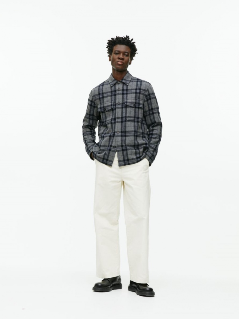 Overshirt Arket Lână Blend Barbati Gri Albastri Inchis | Romania-UKMH91023