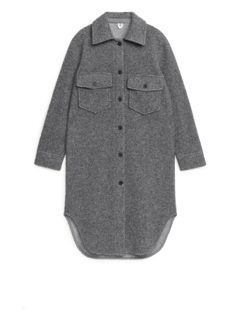 Overshirt Arket Long Pile Dama Gri | Romania-NDLS29483