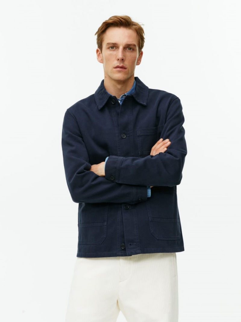 Overshirt Arket Overdyed Twill Barbati Albastri Inchis | Romania-BEJZ61803