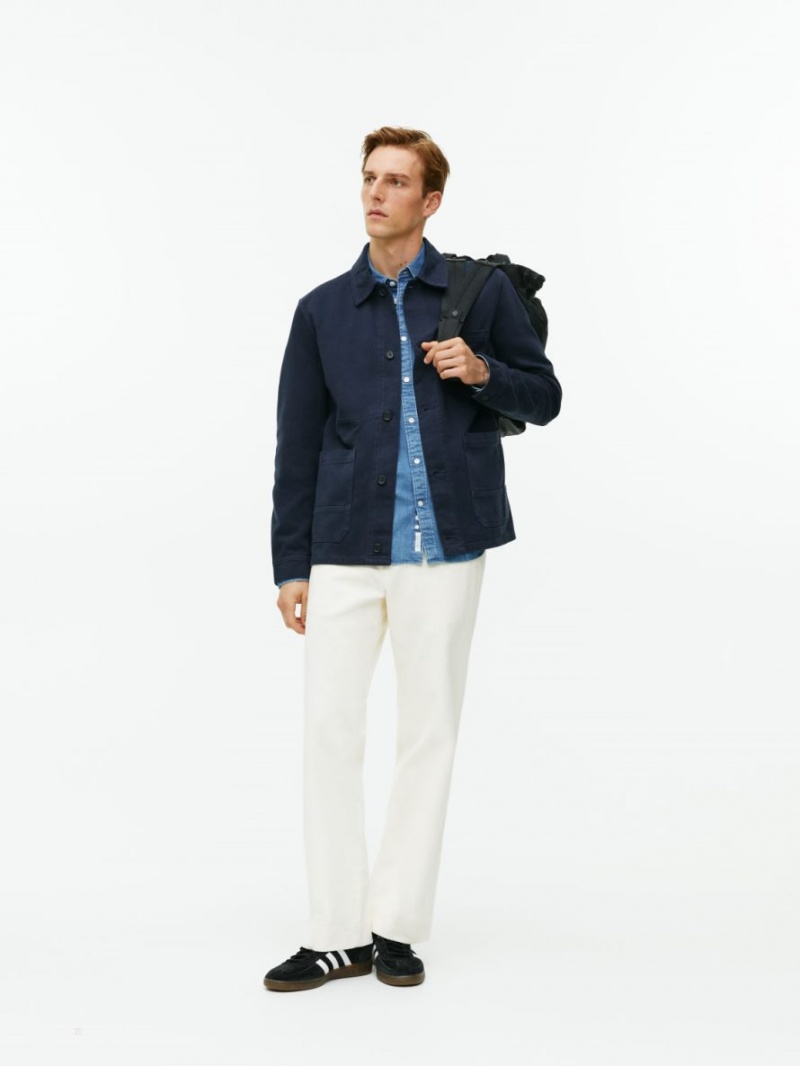 Overshirt Arket Overdyed Twill Barbati Albastri Inchis | Romania-BEJZ61803