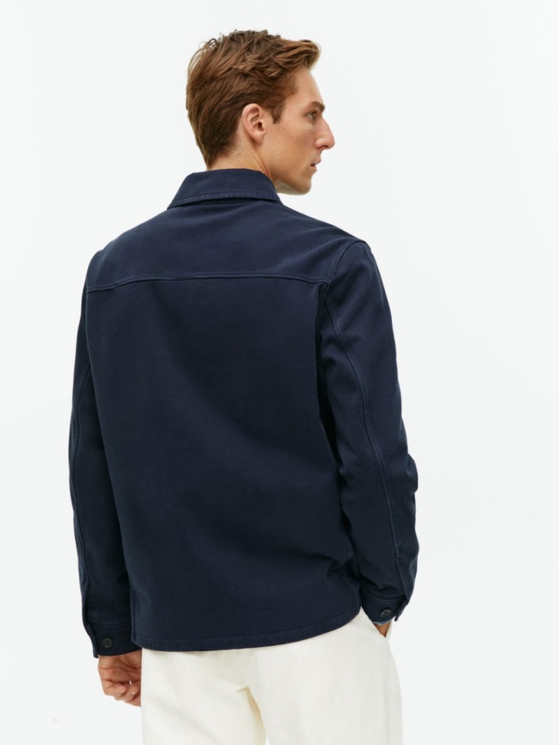 Overshirt Arket Overdyed Twill Barbati Albastri Inchis | Romania-BEJZ61803