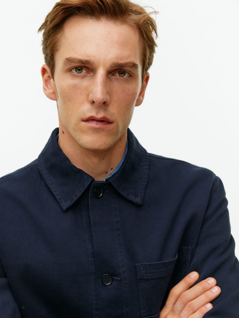 Overshirt Arket Overdyed Twill Barbati Albastri Inchis | Romania-BEJZ61803
