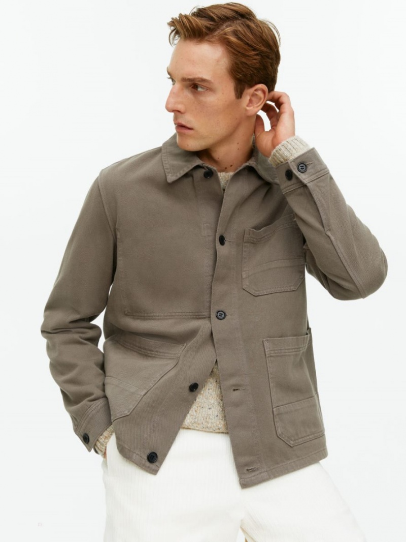 Overshirt Arket Overdyed Twill Barbati Kaki Verzi | Romania-UQJM57201