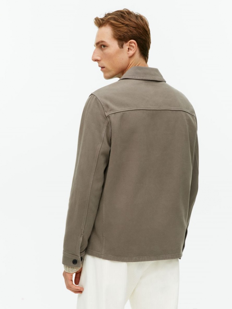 Overshirt Arket Overdyed Twill Barbati Kaki Verzi | Romania-UQJM57201