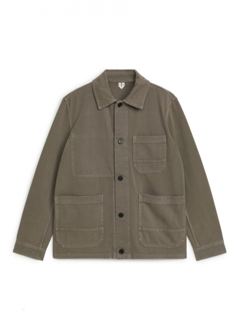 Overshirt Arket Overdyed Twill Barbati Kaki Verzi | Romania-UQJM57201
