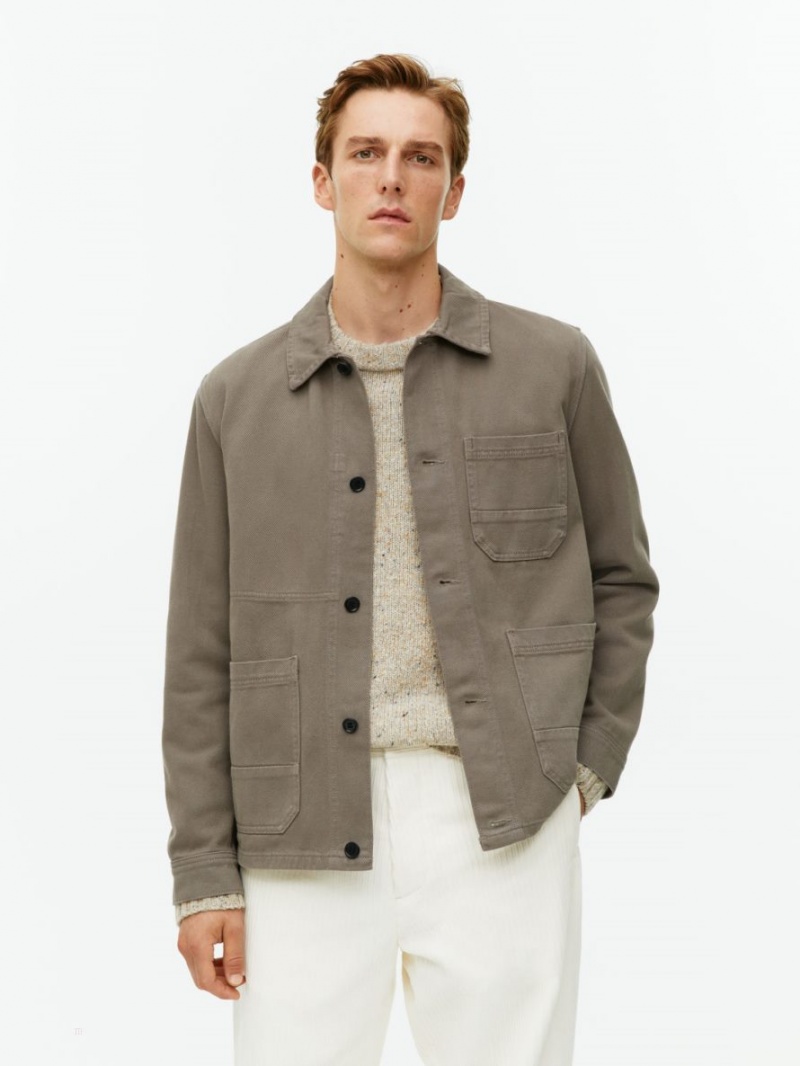 Overshirt Arket Overdyed Twill Barbati Kaki Verzi | Romania-UQJM57201