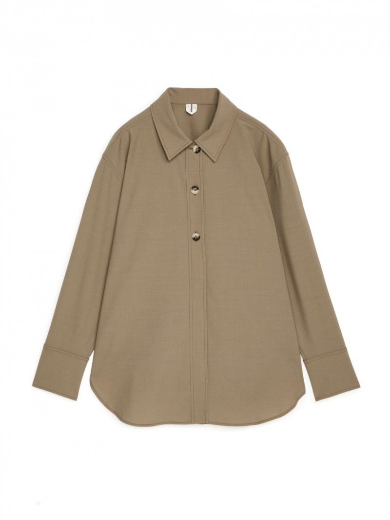 Overshirt Arket Oversized Lână Dama Bej | Romania-BLYM89723