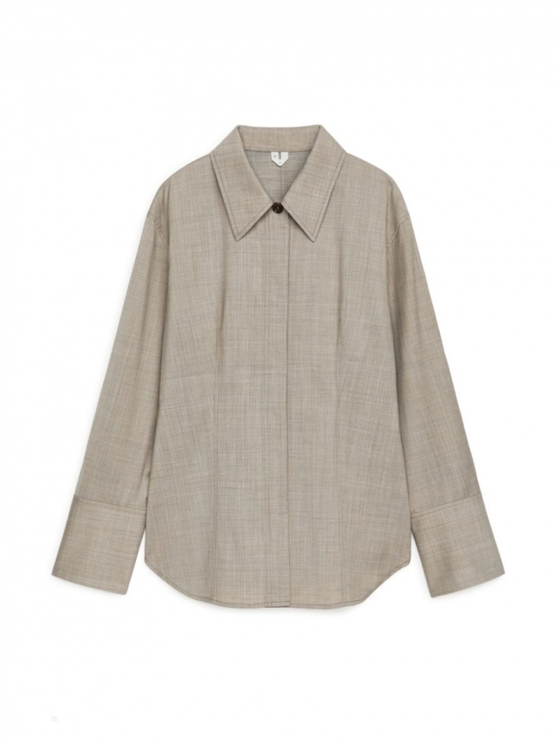 Overshirt Arket Tailored Lână Blend Dama Bej | Romania-DCJP15604