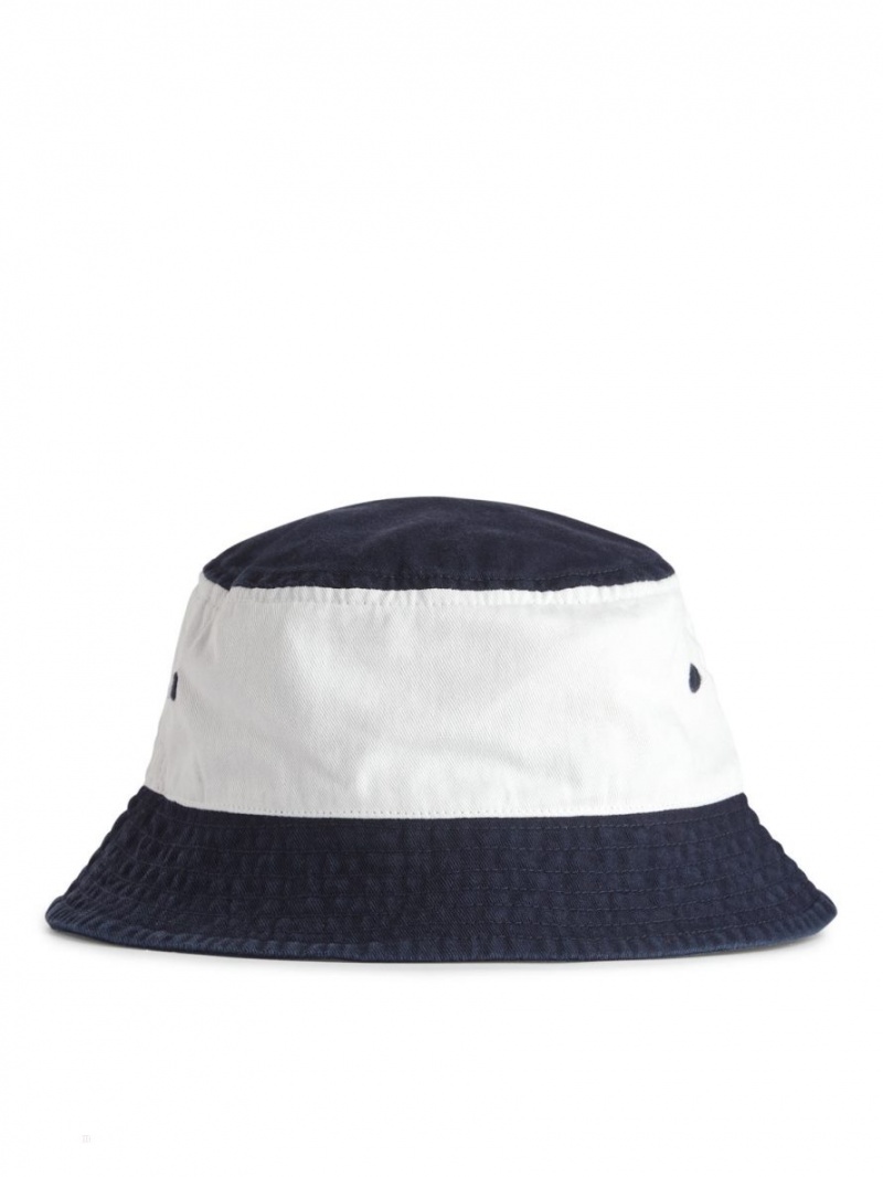 Palarie Arket Colour-Blocked Bucket Hat Baieti Albastri Inchis Albi | Romania-WRSV56342