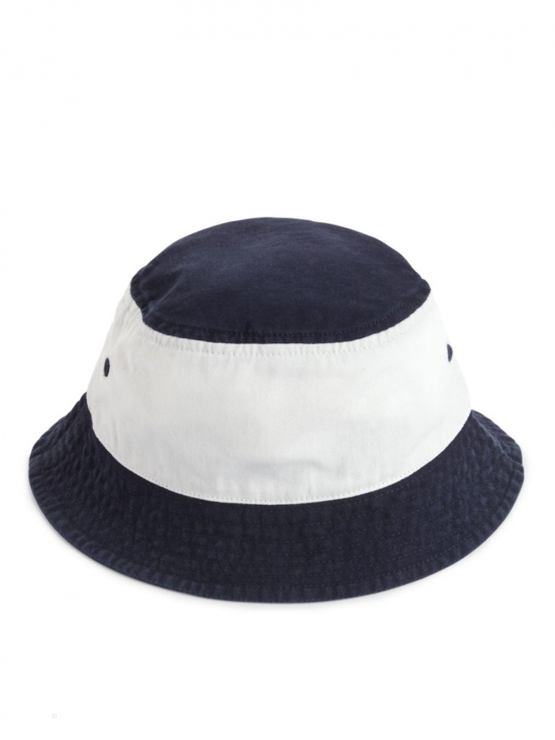 Palarie Arket Colour-Blocked Bucket Hat Baieti Albastri Inchis Albi | Romania-WRSV56342