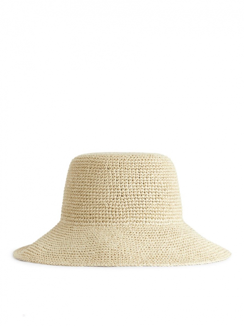 Palarie Arket Crochet Straw Hat Dama Bej Deschis | Romania-TQOB71438